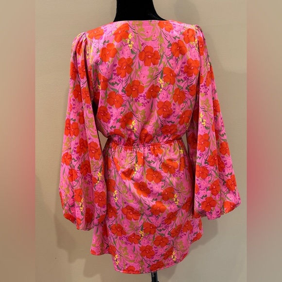 Women’s SHOW ME YOUR MUMU Christina Mini Floral cutout long sleeve dress- Size L - Picture 5 of 8